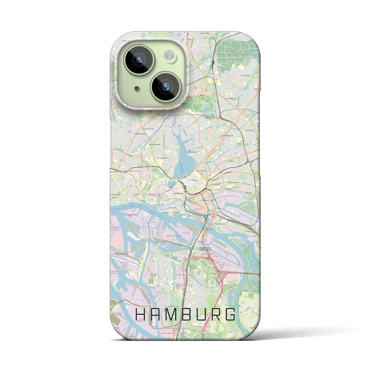【ハンブルク】地図柄iPhoneケース（バックカバータイプ・ナチュラル）iPhone 15 用
