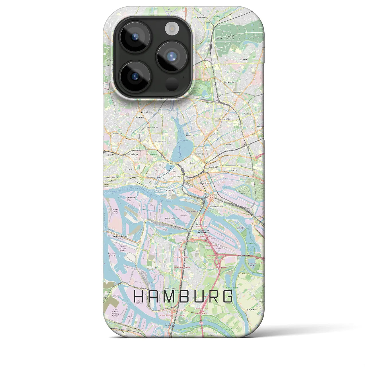 【ハンブルク】地図柄iPhoneケース（バックカバータイプ・ナチュラル）iPhone 15 Pro Max 用