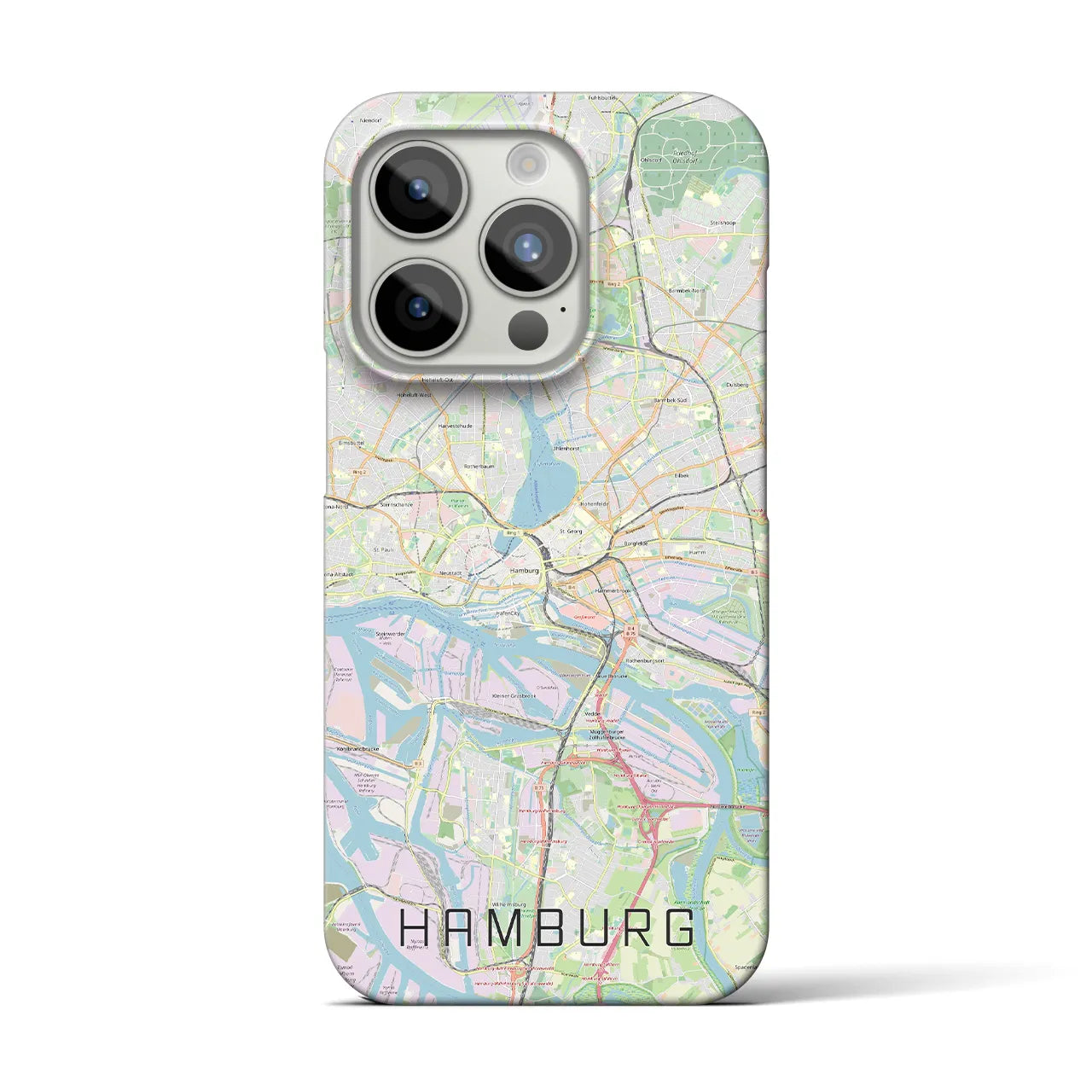 【ハンブルク】地図柄iPhoneケース（バックカバータイプ・ナチュラル）iPhone 15 Pro 用