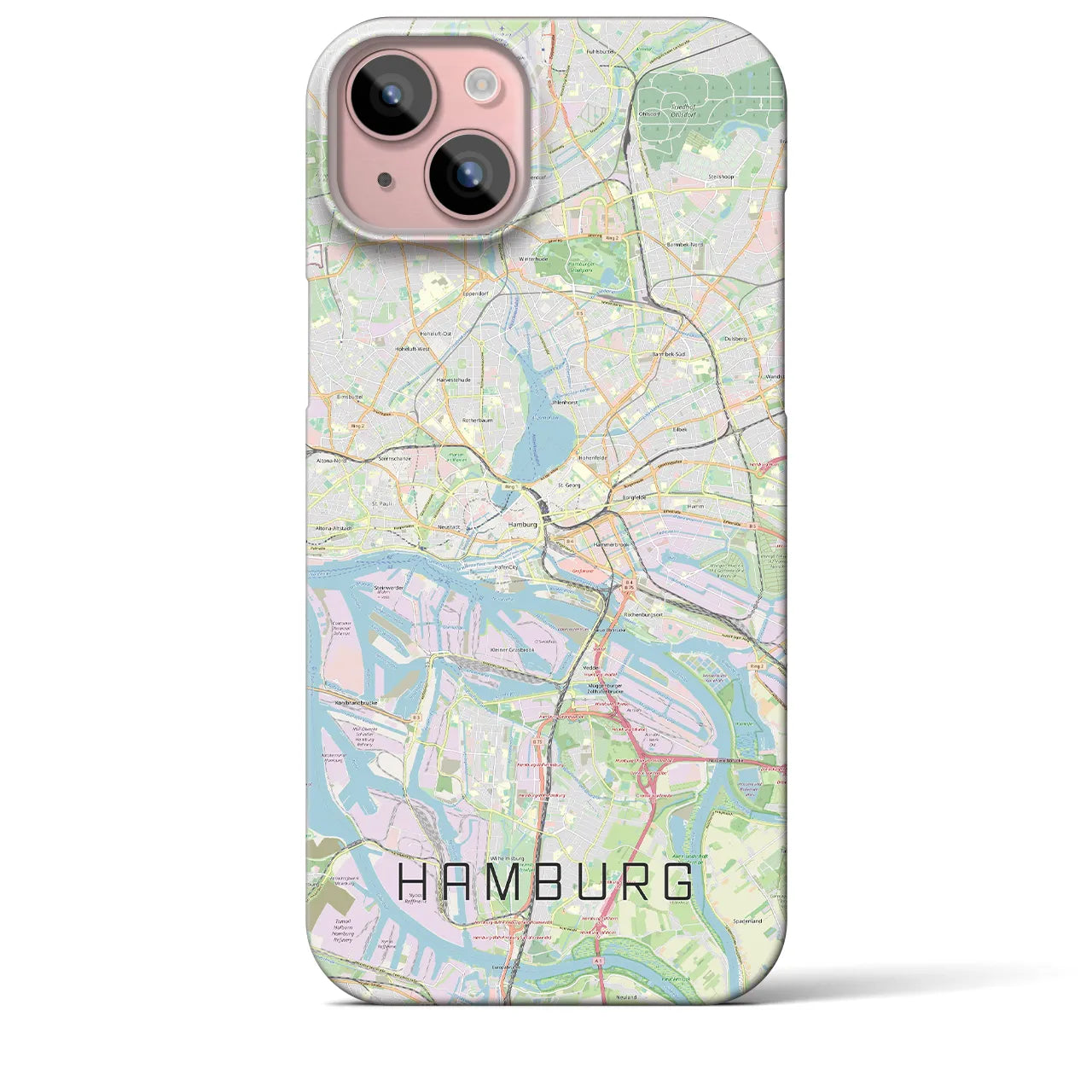【ハンブルク】地図柄iPhoneケース（バックカバータイプ・ナチュラル）iPhone 15 Plus 用