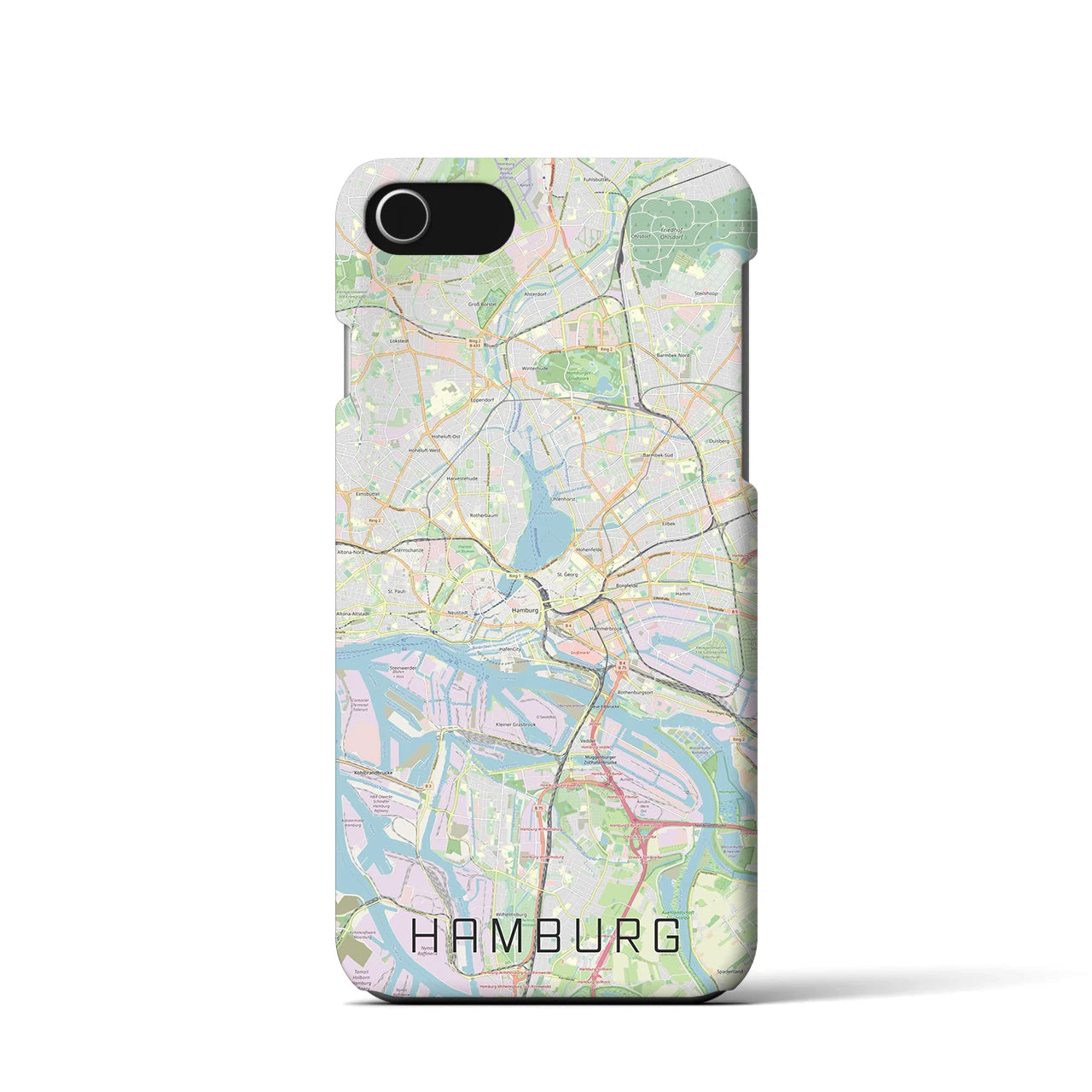 【ハンブルク】地図柄iPhoneケース（バックカバータイプ・ナチュラル）iPhone SE（第3 / 第2世代） / 8 / 7 / 6s / 6 用