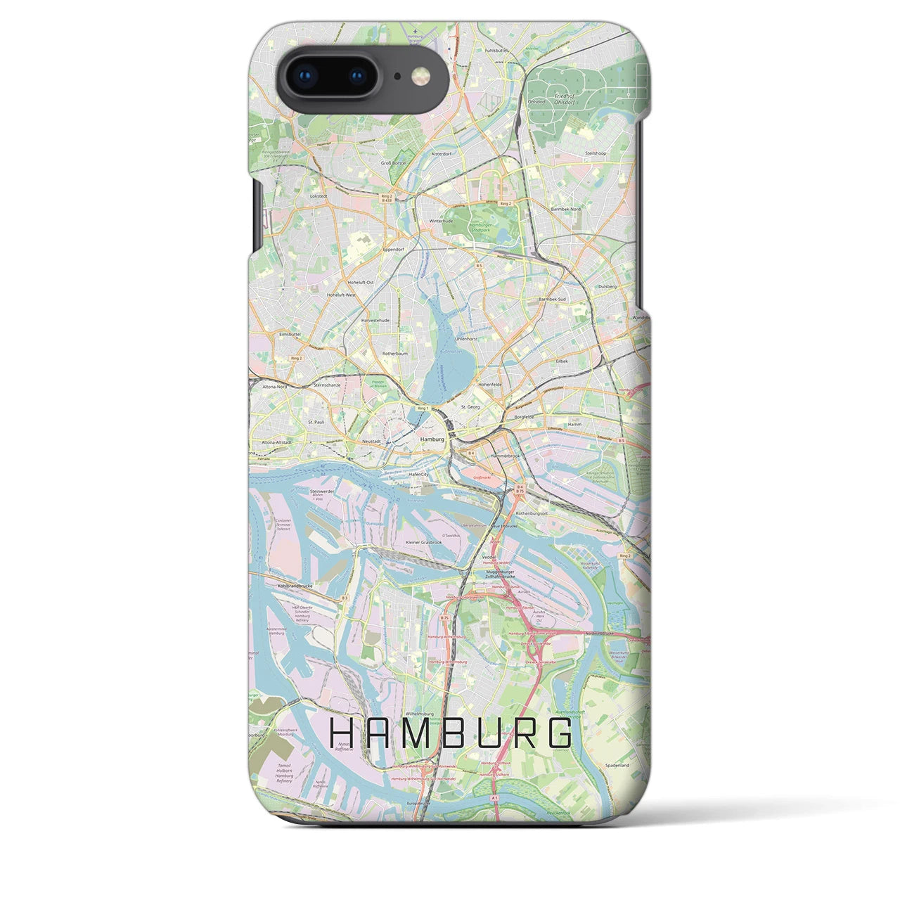 【ハンブルク】地図柄iPhoneケース（バックカバータイプ・ナチュラル）iPhone 8Plus /7Plus / 6sPlus / 6Plus 用