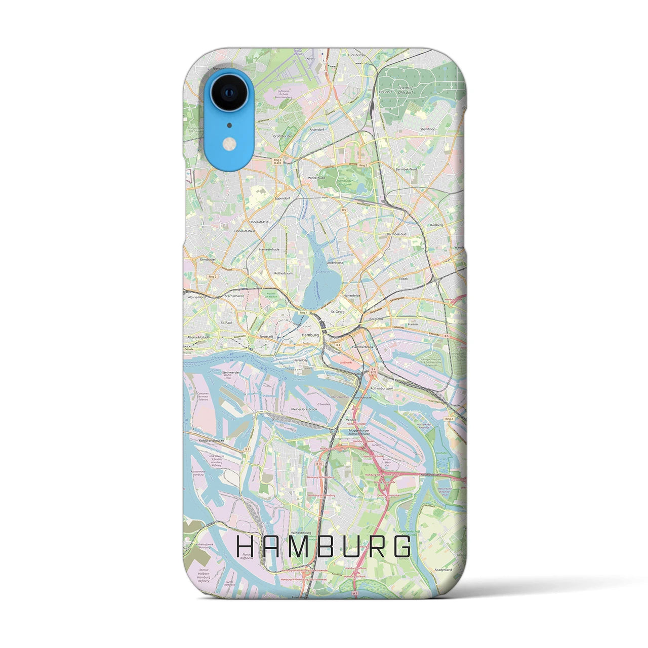 【ハンブルク】地図柄iPhoneケース（バックカバータイプ・ナチュラル）iPhone XR 用
