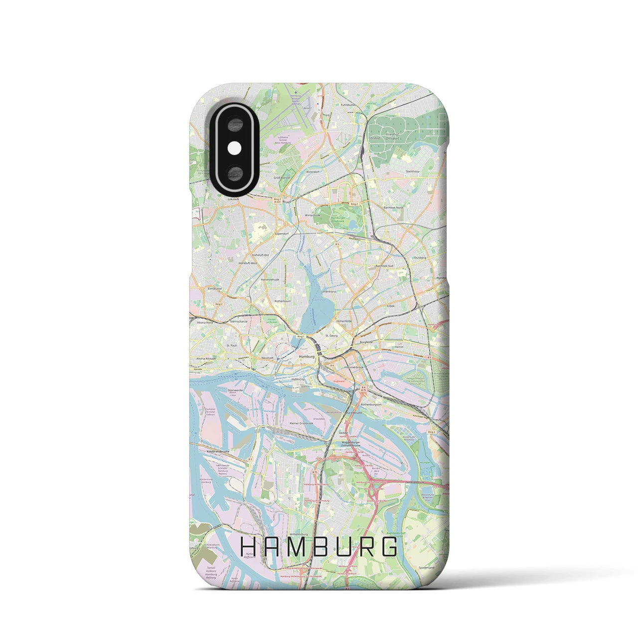 【ハンブルク】地図柄iPhoneケース（バックカバータイプ・ナチュラル）iPhone XS / X 用