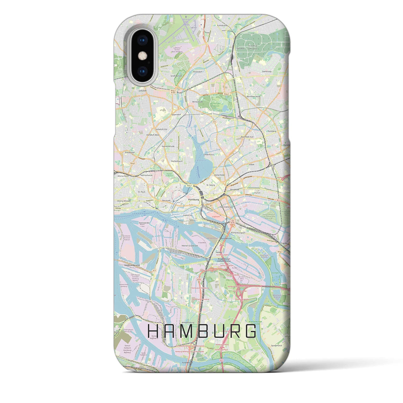 【ハンブルク】地図柄iPhoneケース（バックカバータイプ・ナチュラル）iPhone XS Max 用