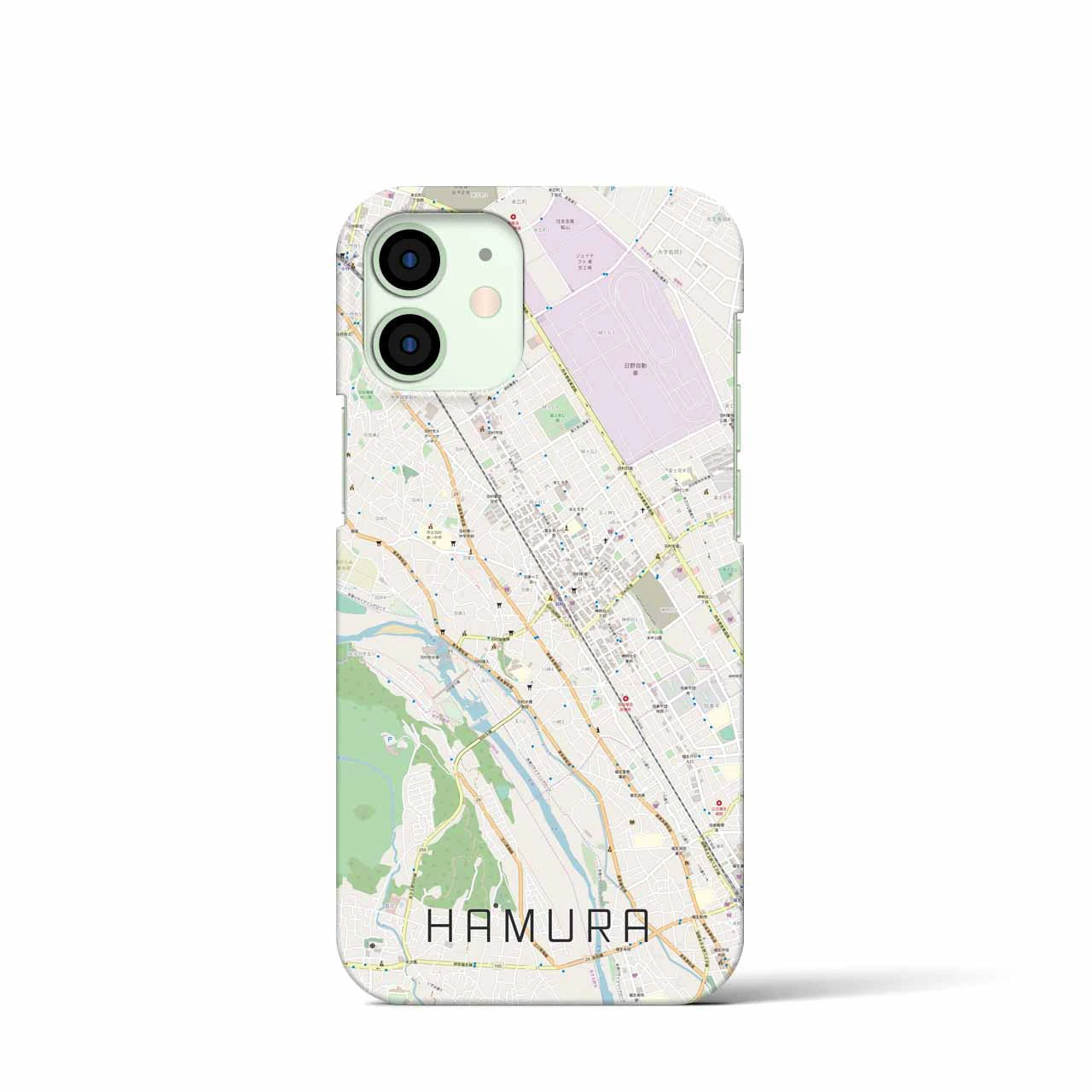 【羽村】地図柄iPhoneケース（バックカバータイプ・ナチュラル）iPhone 12 mini 用