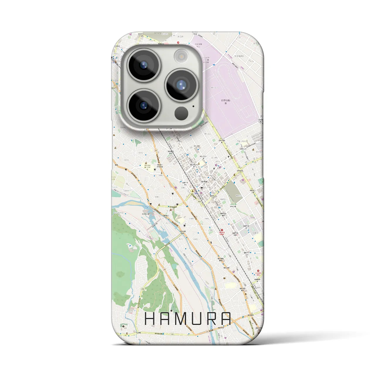 【羽村】地図柄iPhoneケース（バックカバータイプ・ナチュラル）iPhone 15 Pro 用