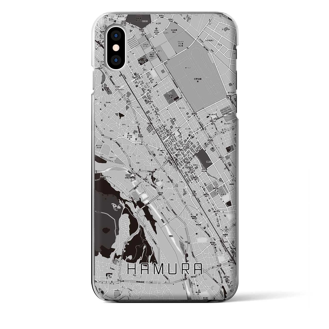 【羽村】地図柄iPhoneケース（クリアタイプ・モノトーン）iPhone XS Max 用