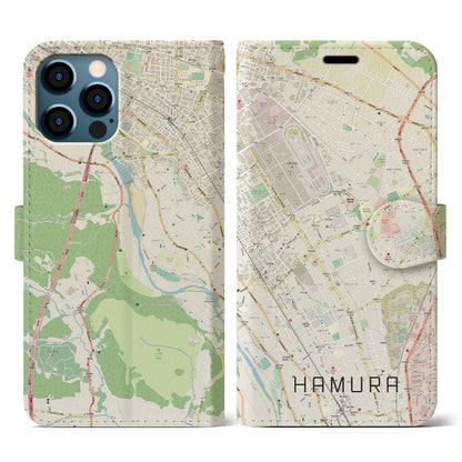 【羽村（東京都）】地図柄iPhoneケース（手帳タイプ）ナチュラル・iPhone 12 / 12 Pro 用