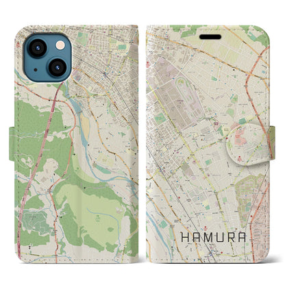 【羽村（東京都）】地図柄iPhoneケース（手帳タイプ）ナチュラル・iPhone 13 用