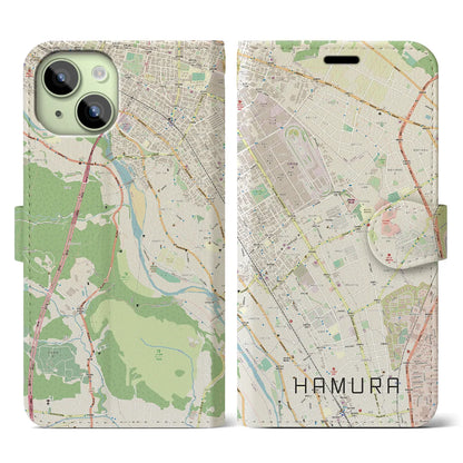 【羽村（東京都）】地図柄iPhoneケース（手帳タイプ）ナチュラル・iPhone 15 用