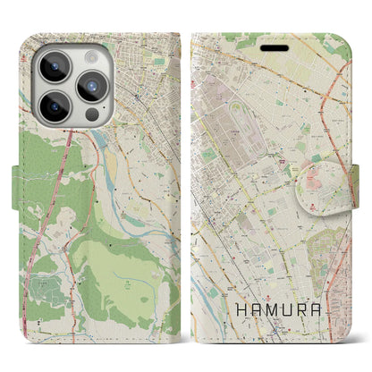 【羽村（東京都）】地図柄iPhoneケース（手帳タイプ）ナチュラル・iPhone 15 Pro 用