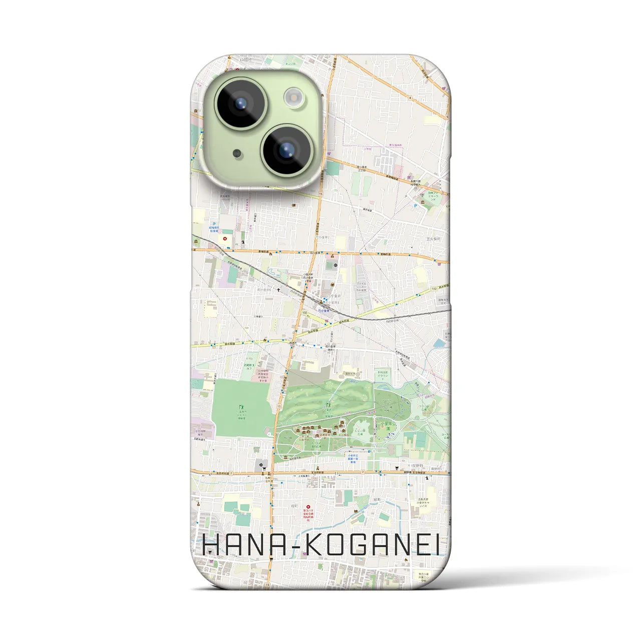 【花小金井】地図柄iPhoneケース（バックカバータイプ・ナチュラル）iPhone 15 用