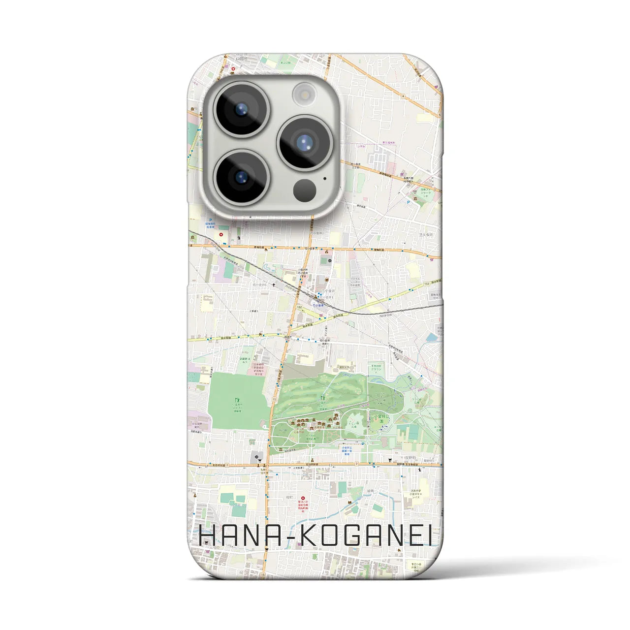 【花小金井】地図柄iPhoneケース（バックカバータイプ・ナチュラル）iPhone 15 Pro 用