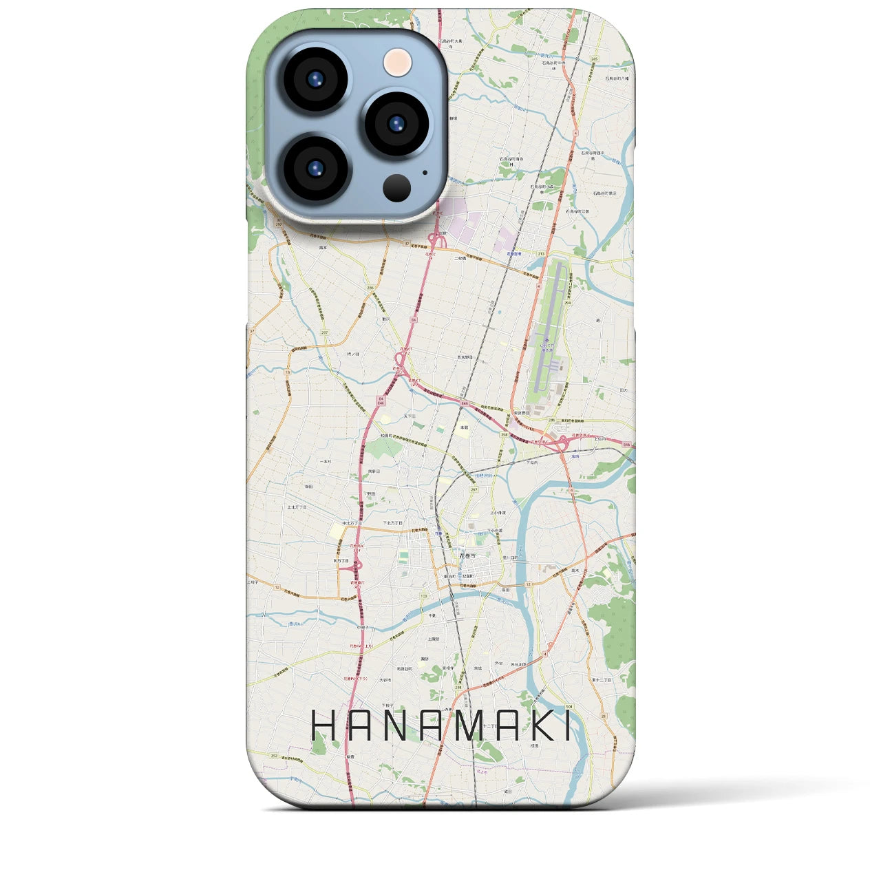 【花巻】地図柄iPhoneケース（バックカバータイプ・ナチュラル）iPhone 13 Pro Max 用