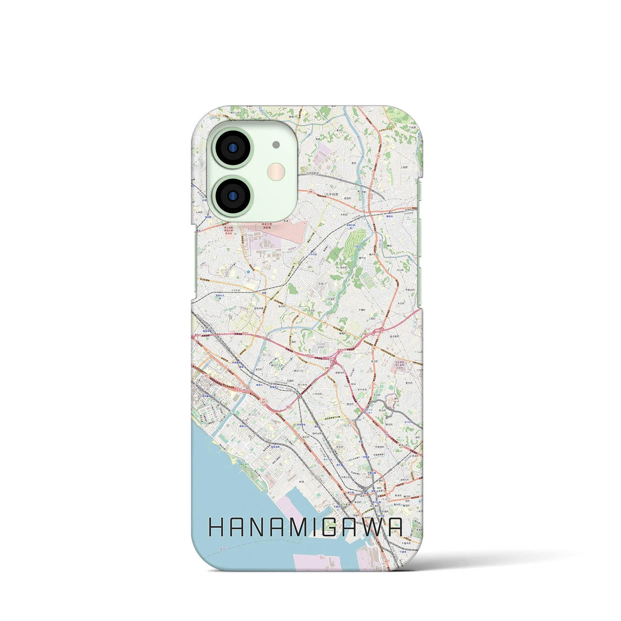 【花見川】地図柄iPhoneケース（バックカバータイプ・ナチュラル）iPhone 12 mini 用