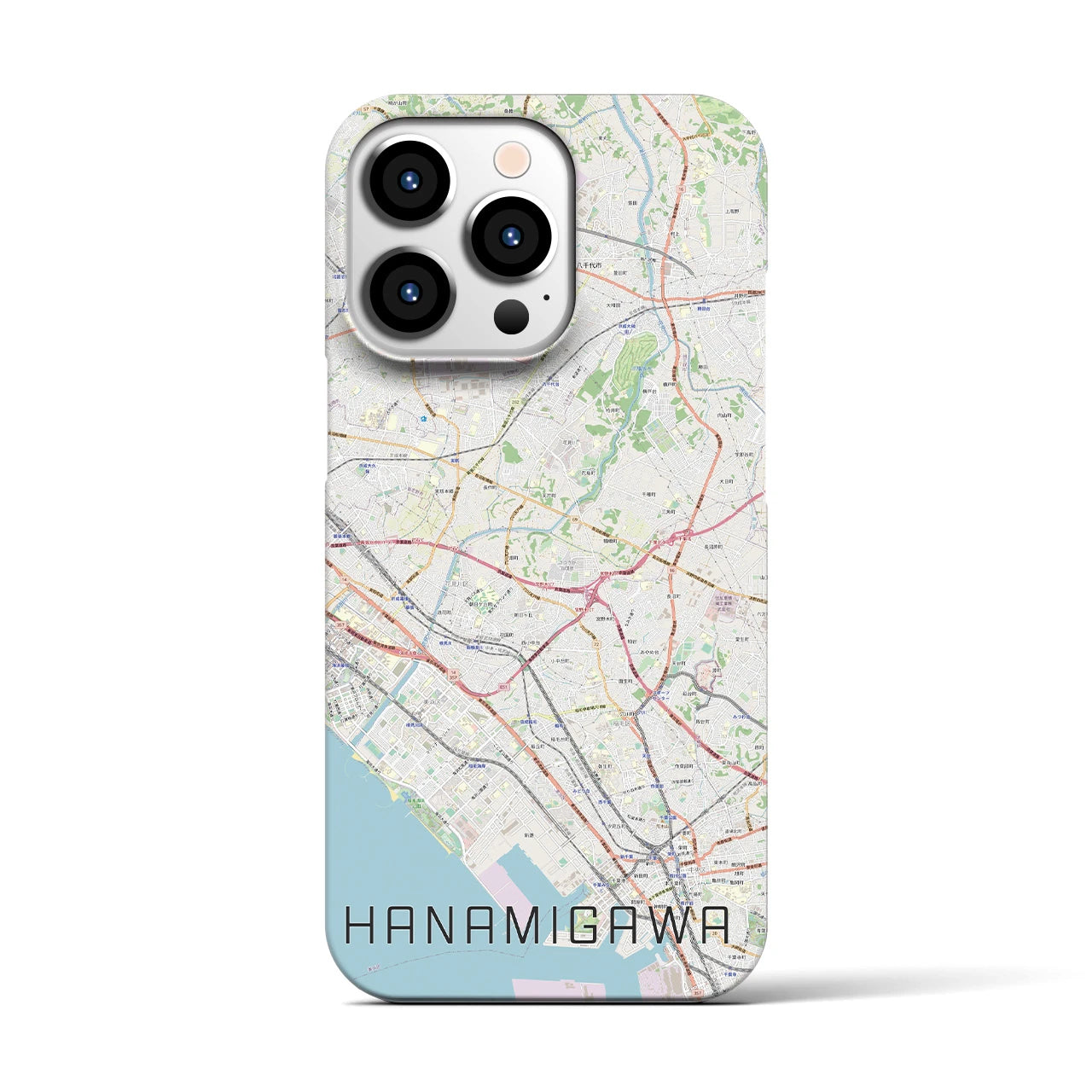 【花見川】地図柄iPhoneケース（バックカバータイプ・ナチュラル）iPhone 13 Pro 用