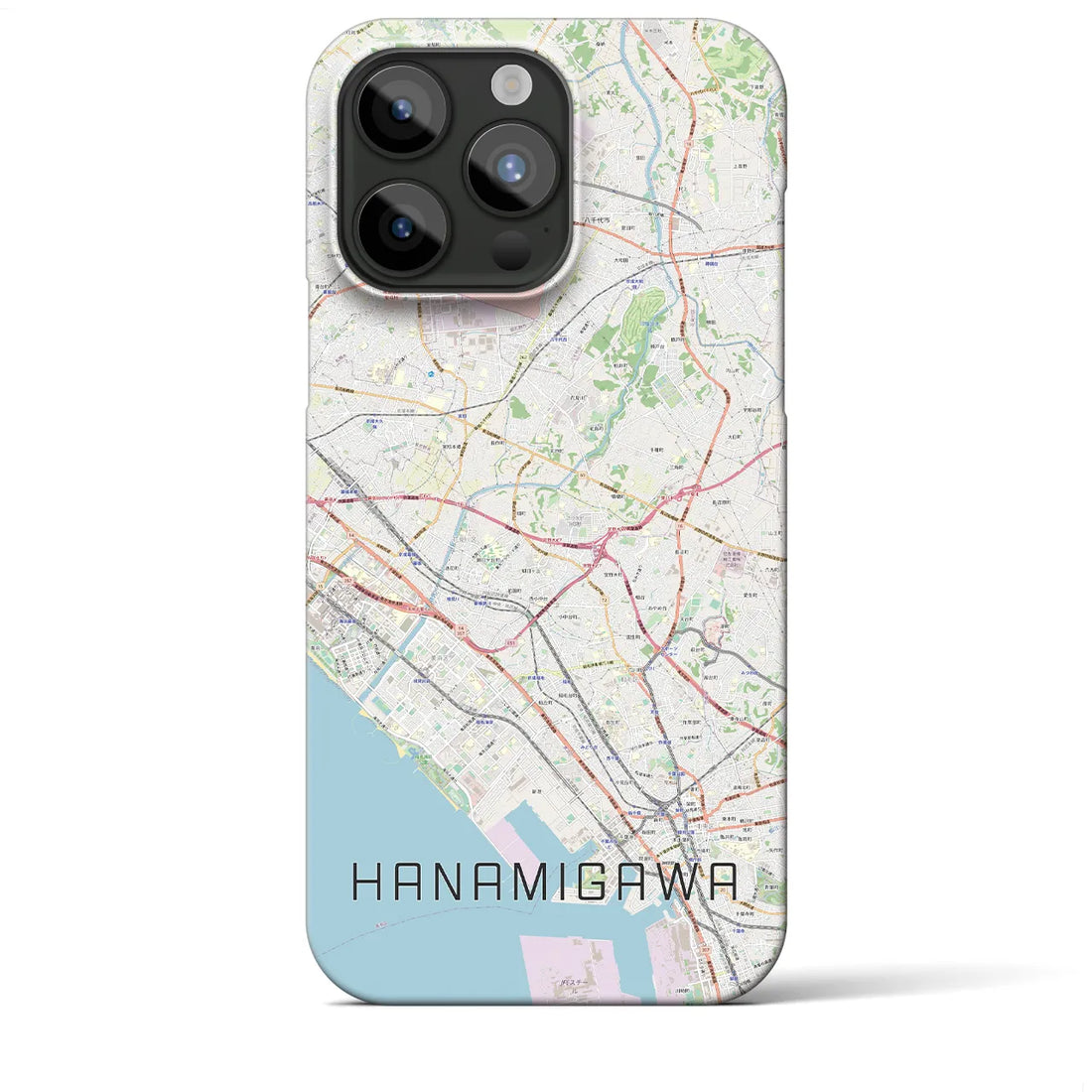【花見川】地図柄iPhoneケース（バックカバータイプ・ナチュラル）iPhone 15 Pro Max 用