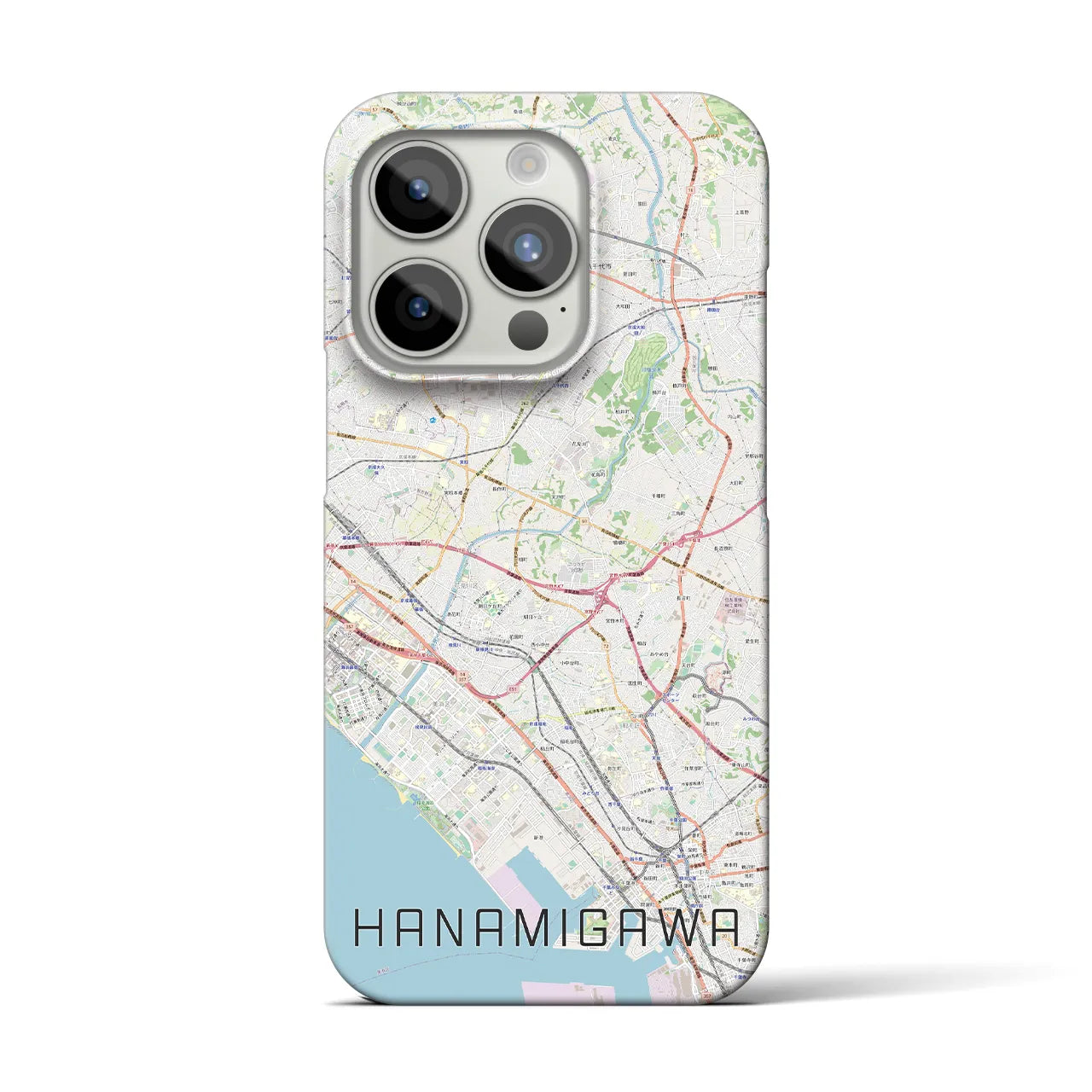 【花見川】地図柄iPhoneケース（バックカバータイプ・ナチュラル）iPhone 15 Pro 用