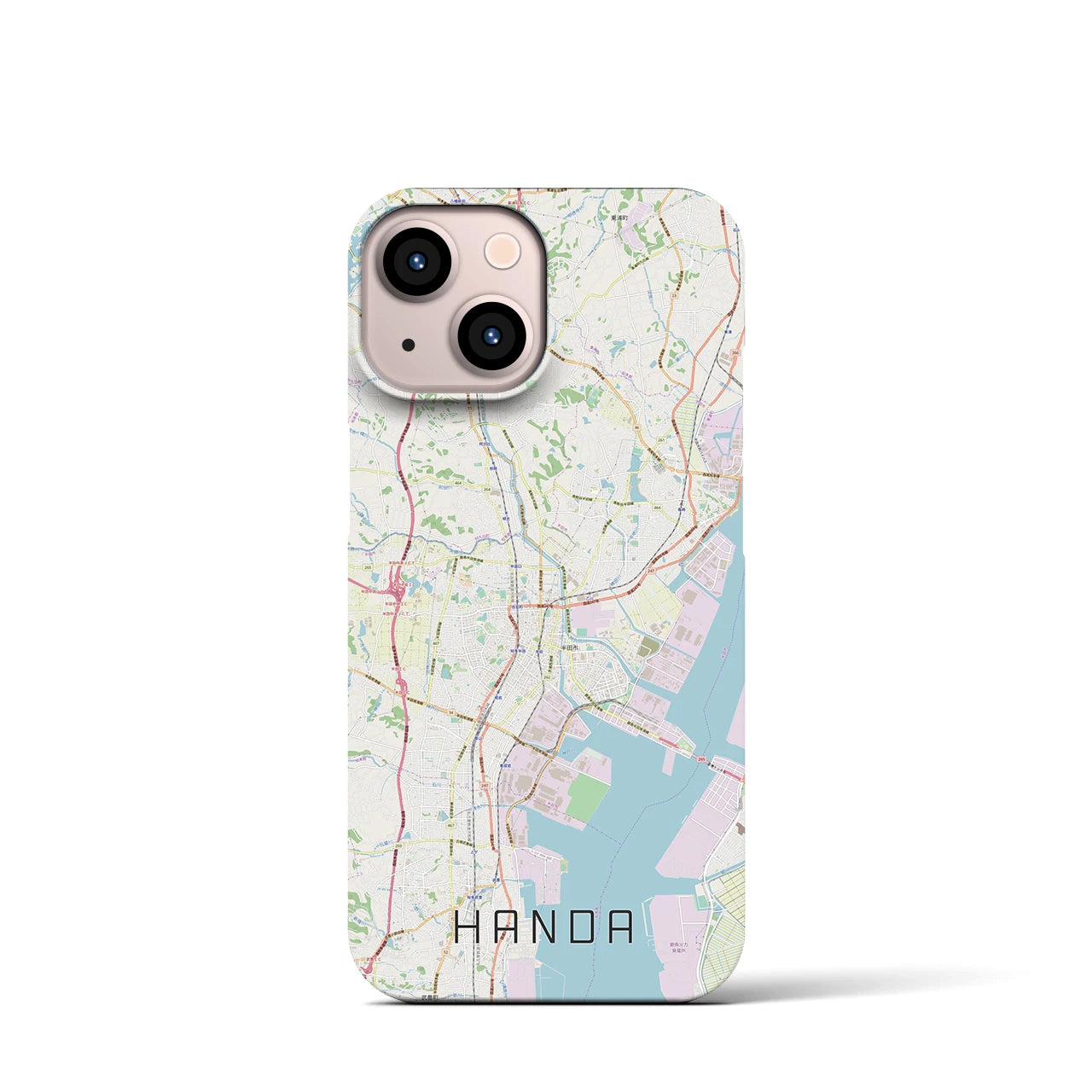 【半田】地図柄iPhoneケース（バックカバータイプ・ナチュラル）iPhone 13 mini 用