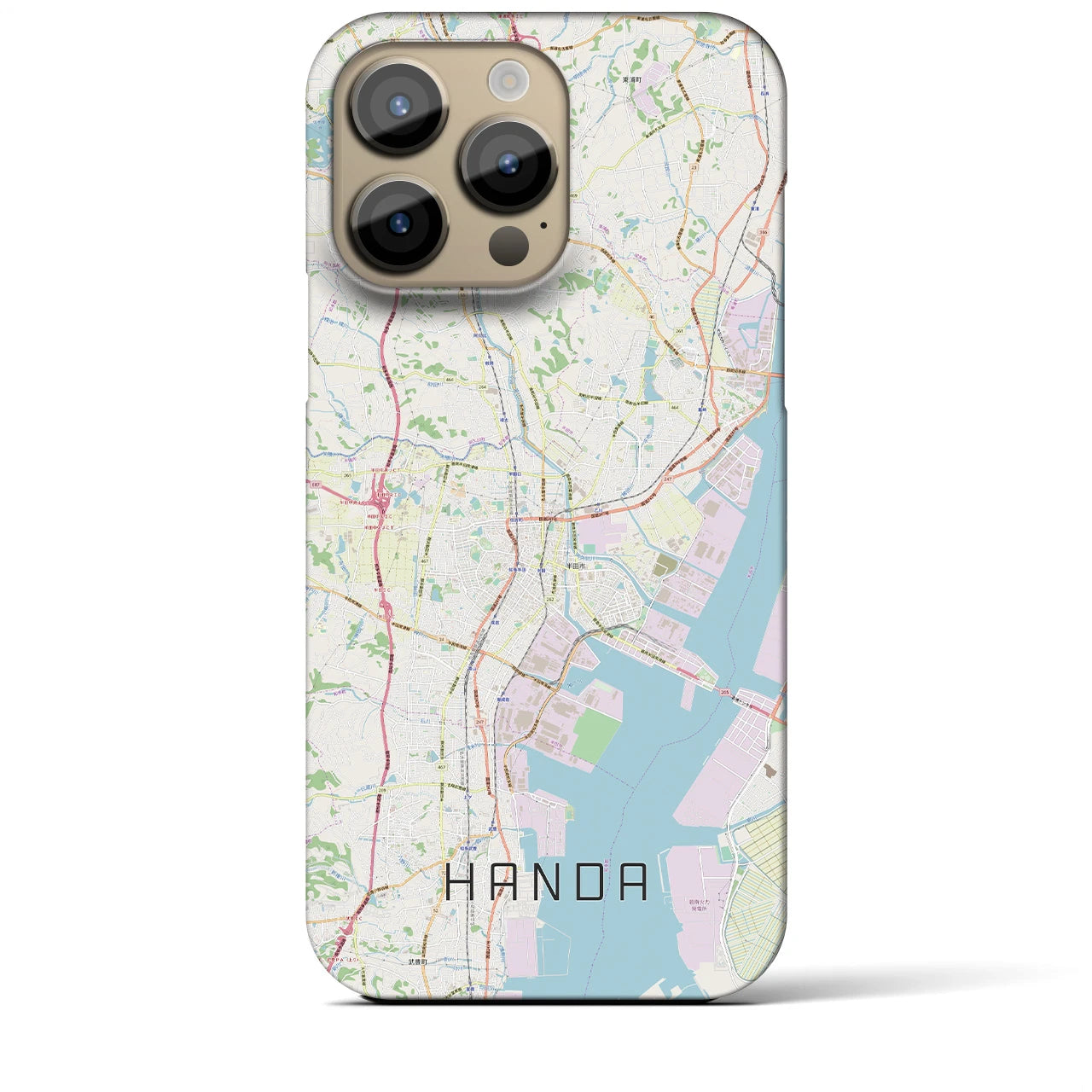 【半田】地図柄iPhoneケース（バックカバータイプ・ナチュラル）iPhone 14 Pro Max 用