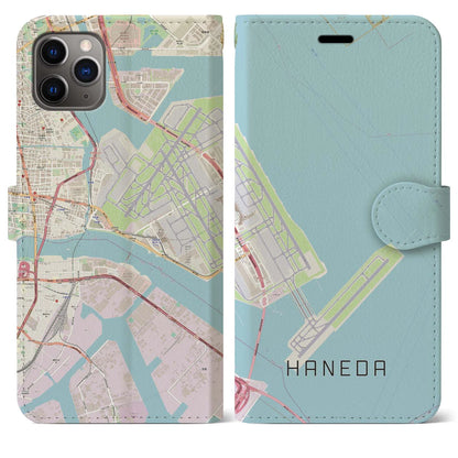 【羽田（東京都）】地図柄iPhoneケース（手帳タイプ）ナチュラル・iPhone 11 Pro Max 用