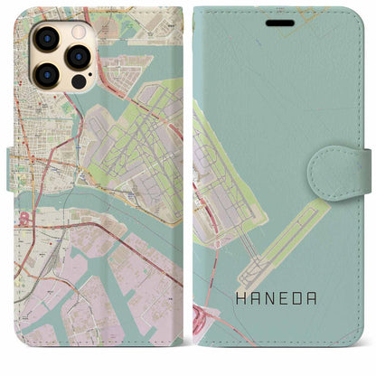 【羽田（東京都）】地図柄iPhoneケース（手帳タイプ）ナチュラル・iPhone 12 Pro Max 用