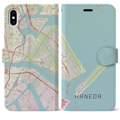 【羽田（東京都）】地図柄iPhoneケース（手帳タイプ）ナチュラル・iPhone XS Max 用