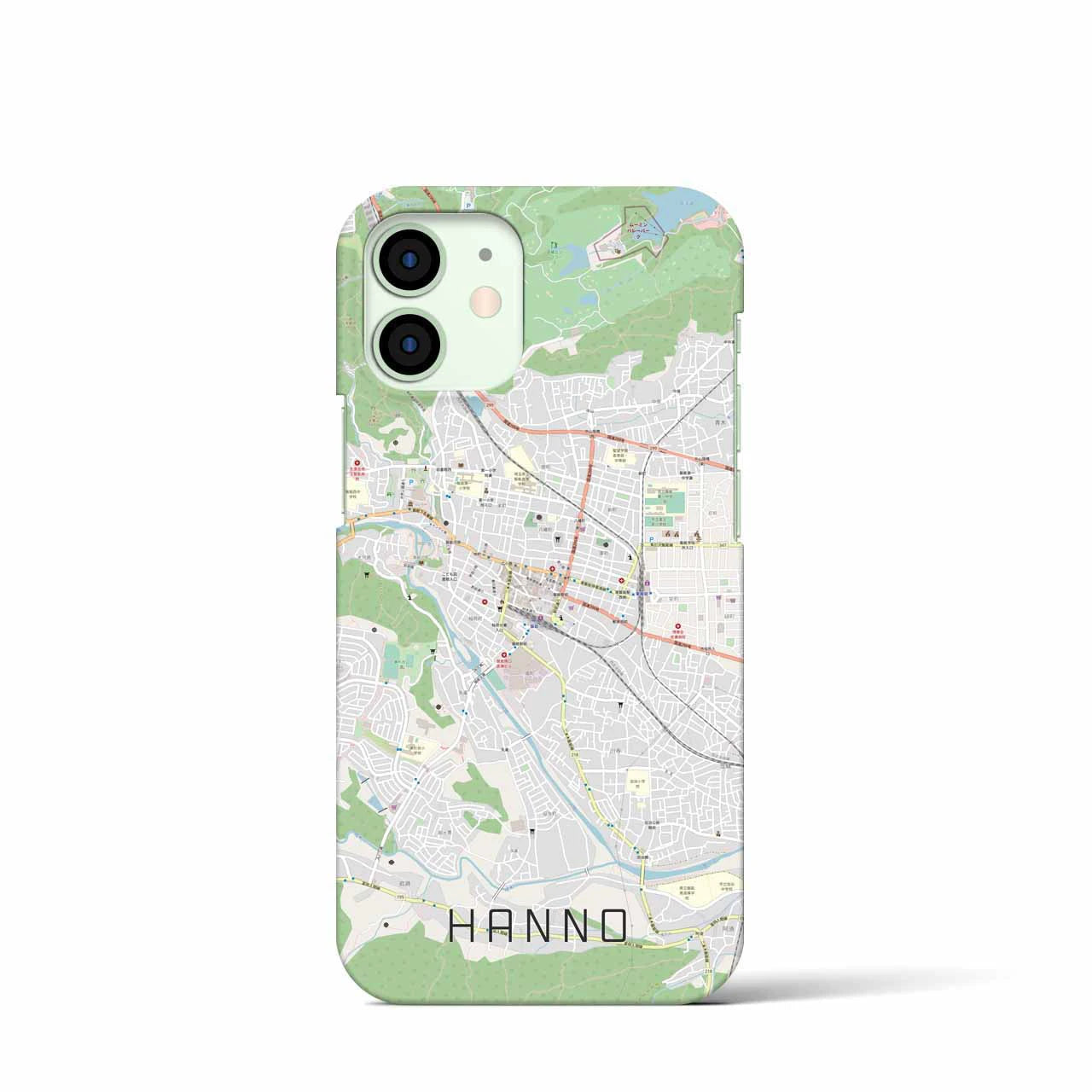 【飯能】地図柄iPhoneケース（バックカバータイプ・ナチュラル）iPhone 12 mini 用