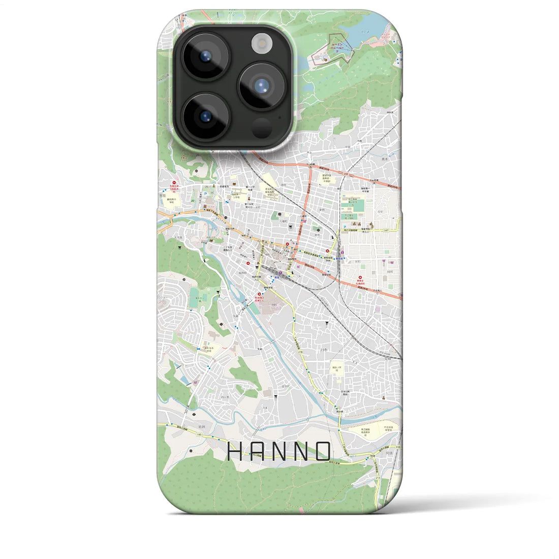 【飯能】地図柄iPhoneケース（バックカバータイプ・ナチュラル）iPhone 15 Pro Max 用
