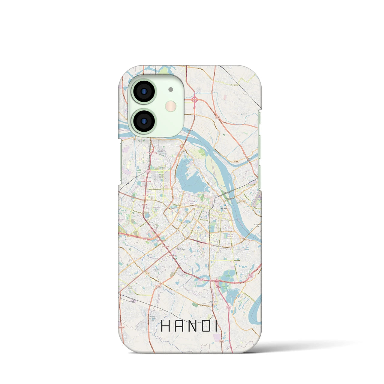 【ハノイ】地図柄iPhoneケース（バックカバータイプ・ナチュラル）iPhone 12 mini 用