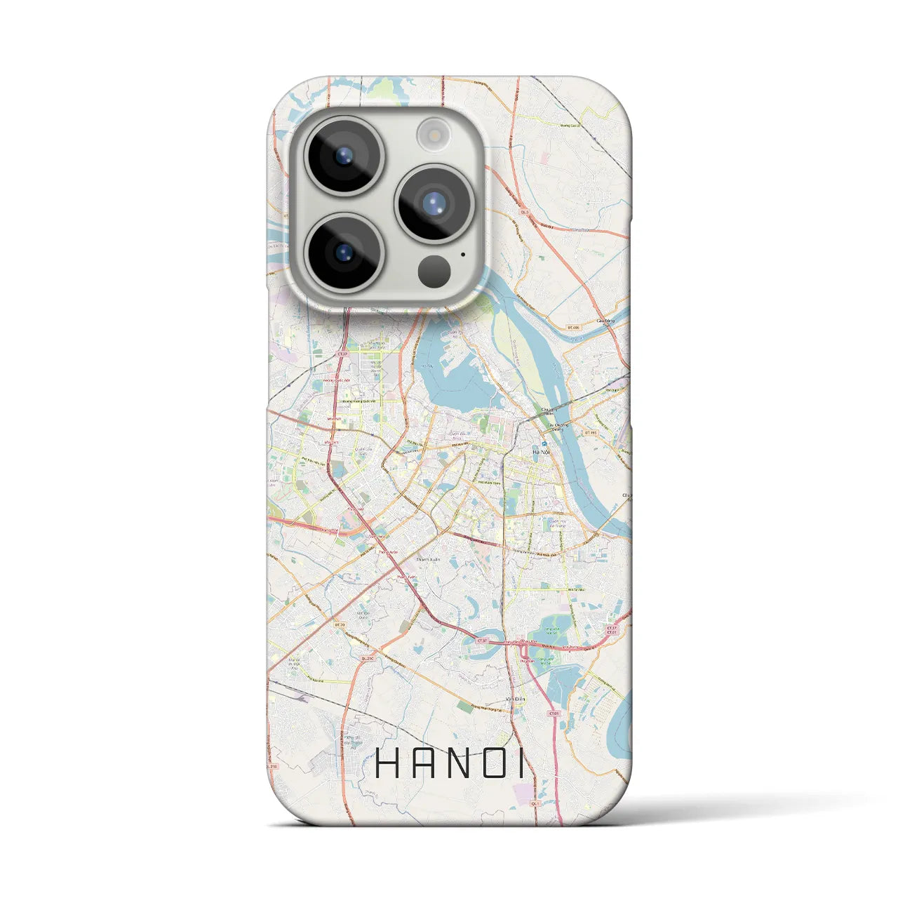 【ハノイ】地図柄iPhoneケース（バックカバータイプ・ナチュラル）iPhone 15 Pro 用