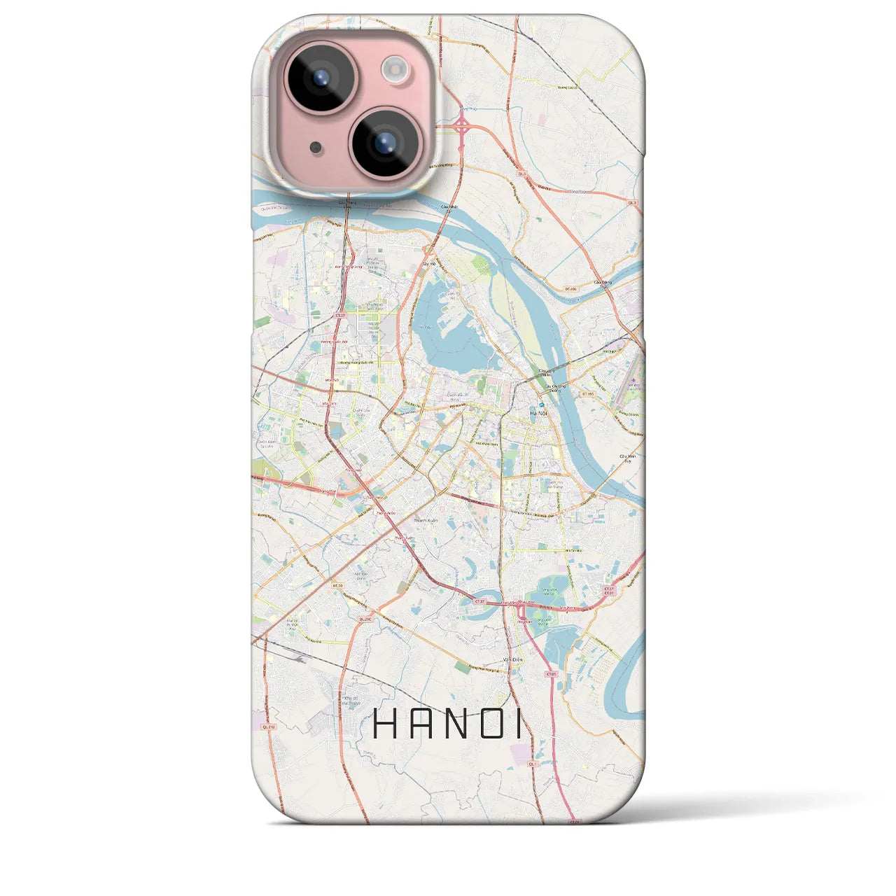【ハノイ】地図柄iPhoneケース（バックカバータイプ・ナチュラル）iPhone 15 Plus 用