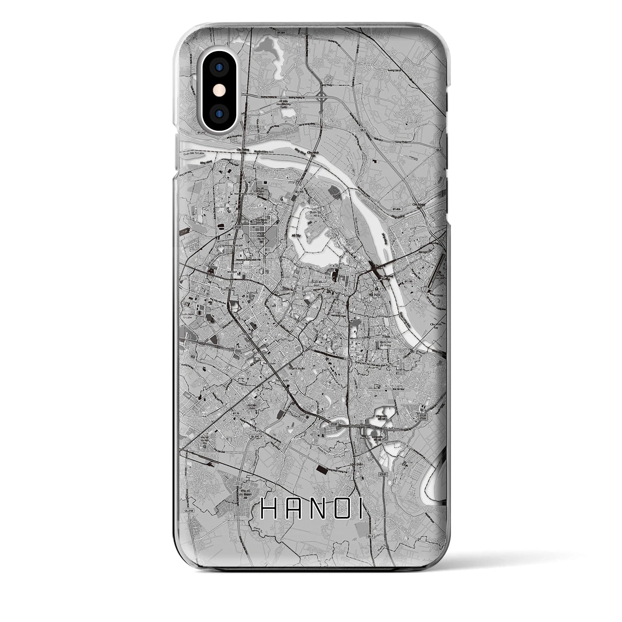 【ハノイ】地図柄iPhoneケース（クリアタイプ・モノトーン）iPhone XS Max 用