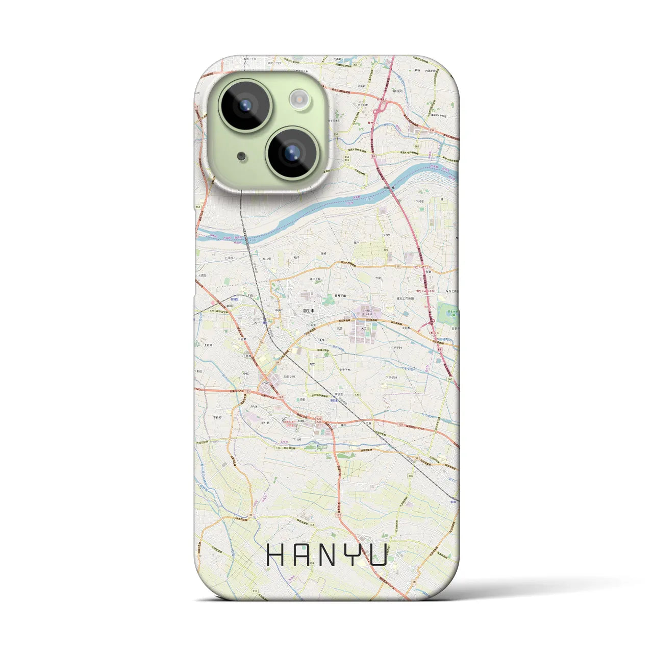 【羽生】地図柄iPhoneケース（バックカバータイプ・ナチュラル）iPhone 15 用