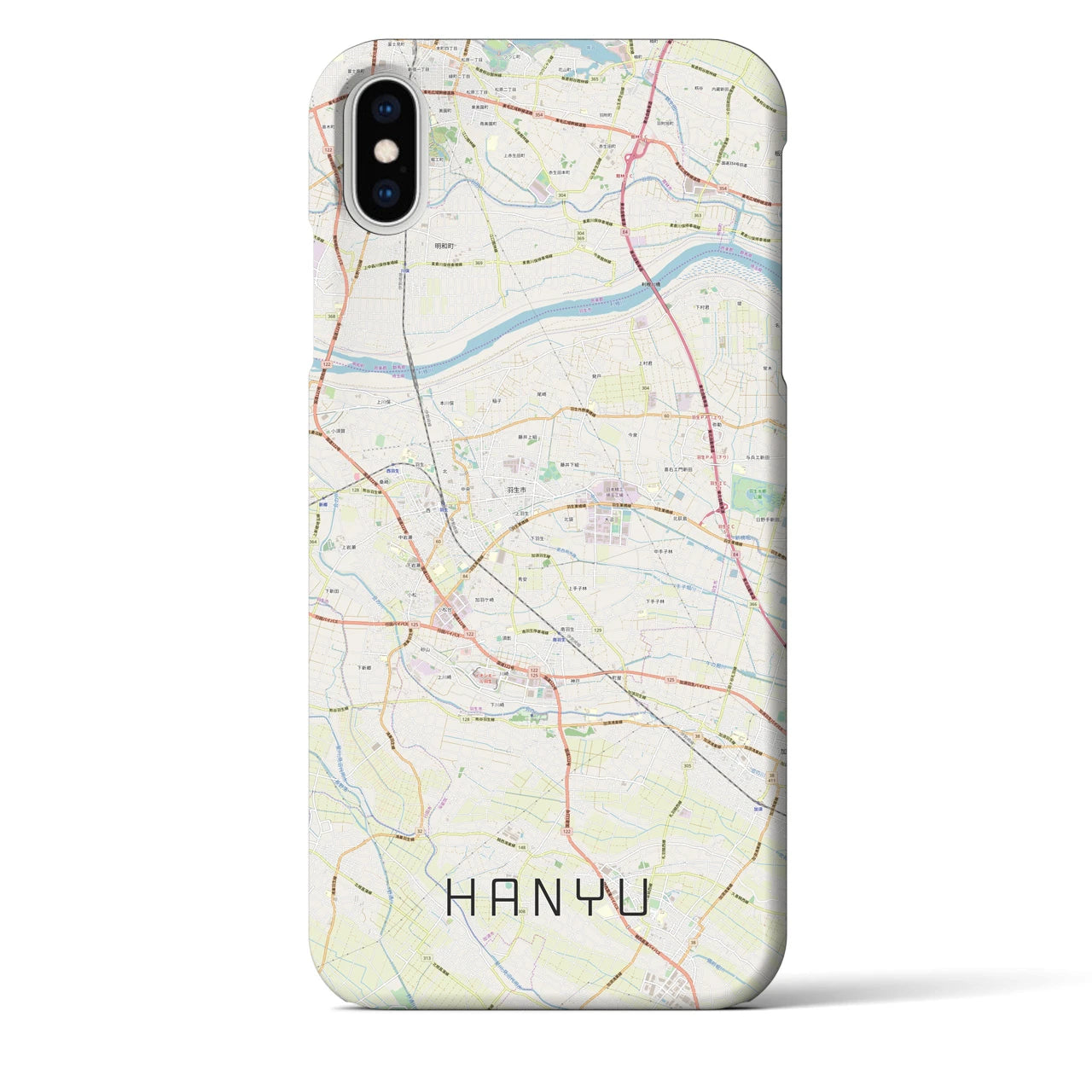 【羽生】地図柄iPhoneケース（バックカバータイプ・ナチュラル）iPhone XS Max 用