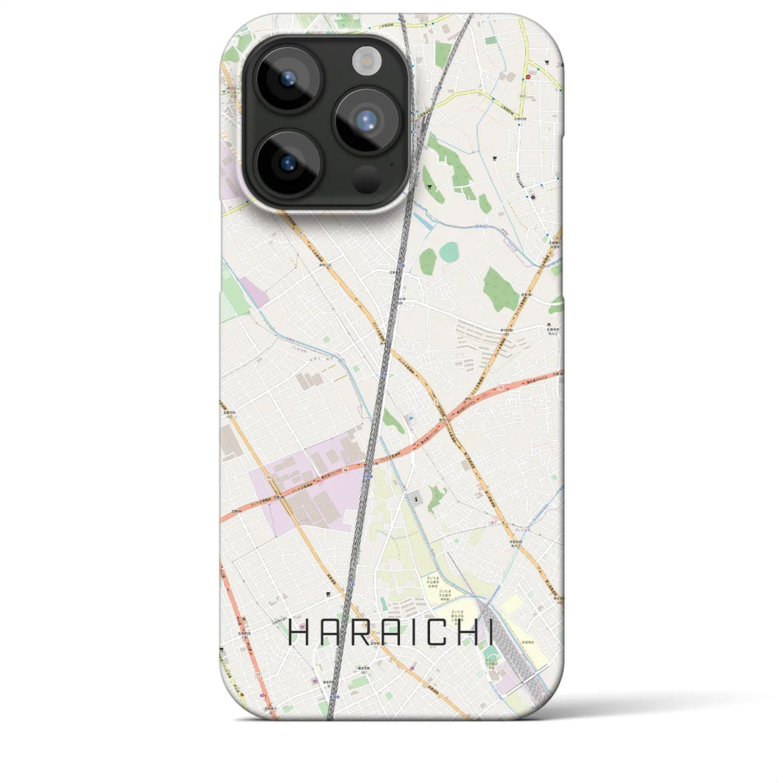 【原市】地図柄iPhoneケース（バックカバータイプ・ナチュラル）iPhone 15 Pro Max 用