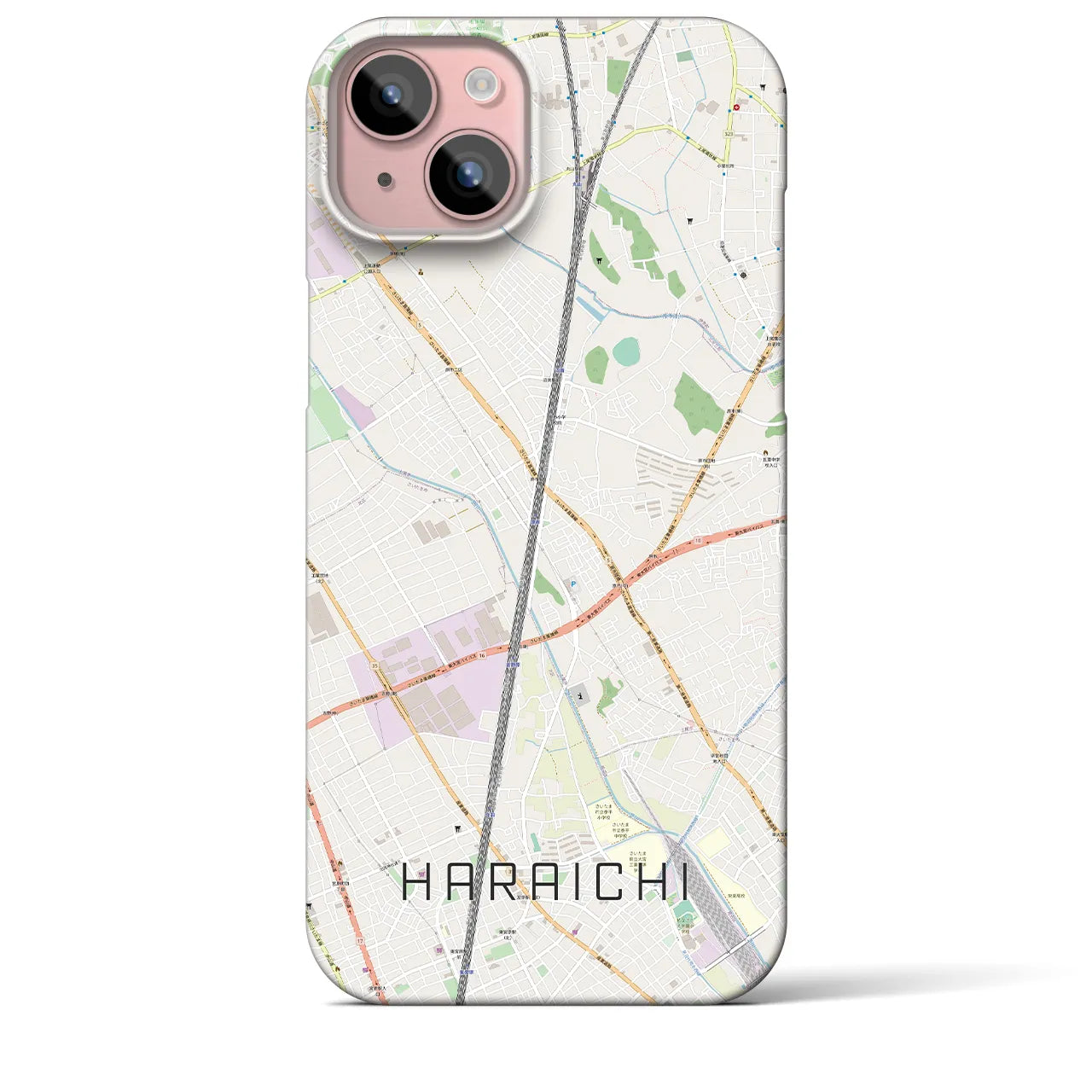 【原市】地図柄iPhoneケース（バックカバータイプ・ナチュラル）iPhone 15 Plus 用