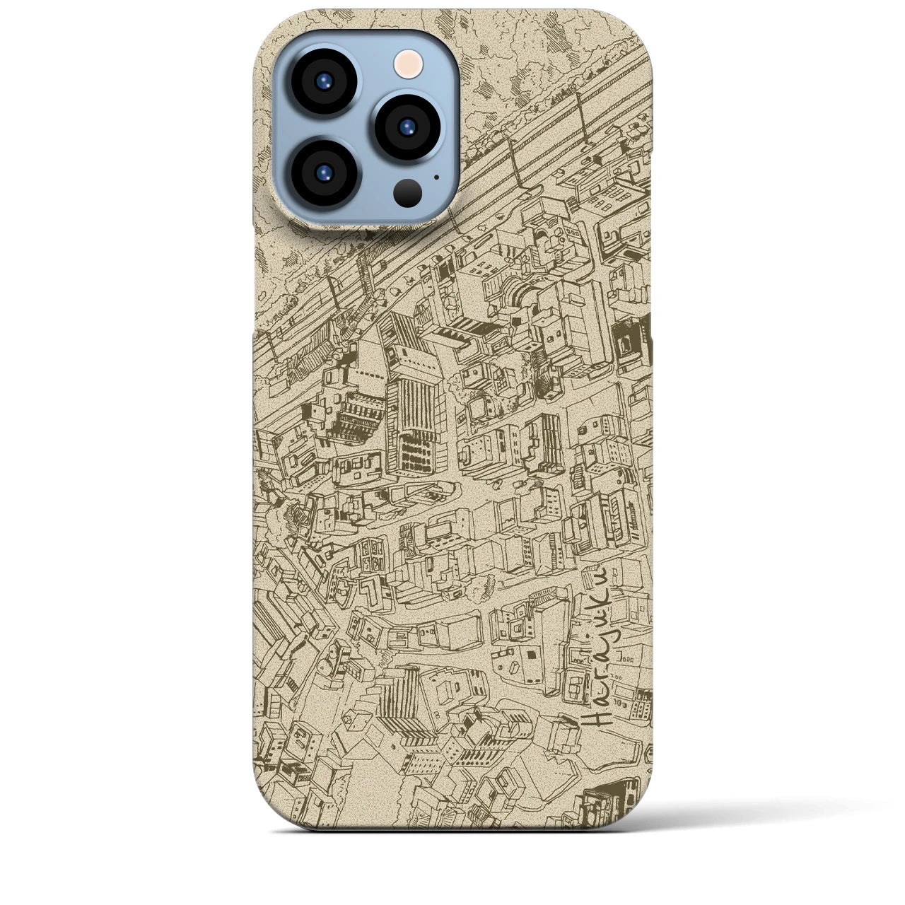 【原宿（イラスト）】地図柄iPhoneケース（バックカバータイプ・クッキー＆クリーム）iPhone 13 Pro Max 用