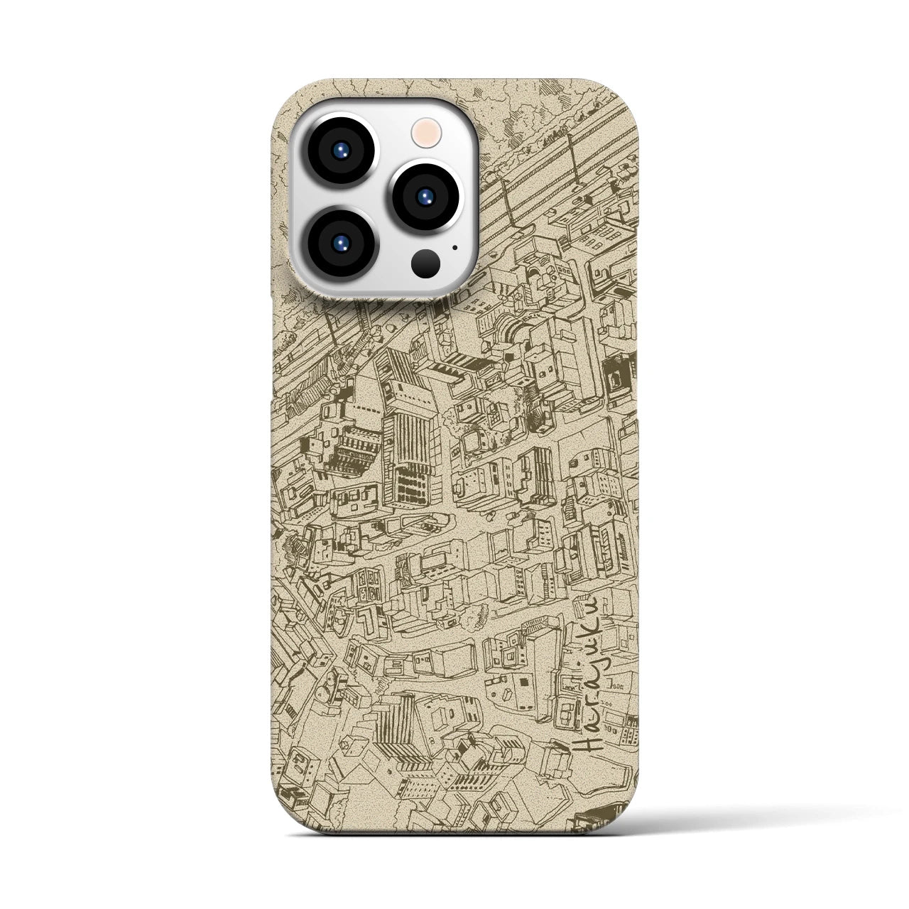 【原宿（イラスト）】地図柄iPhoneケース（バックカバータイプ・クッキー＆クリーム）iPhone 13 Pro 用