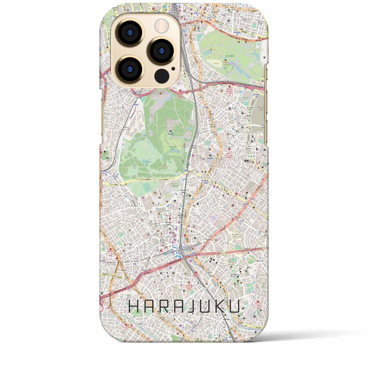 【原宿】地図柄iPhoneケース（バックカバータイプ・ナチュラル）iPhone 12 Pro Max 用