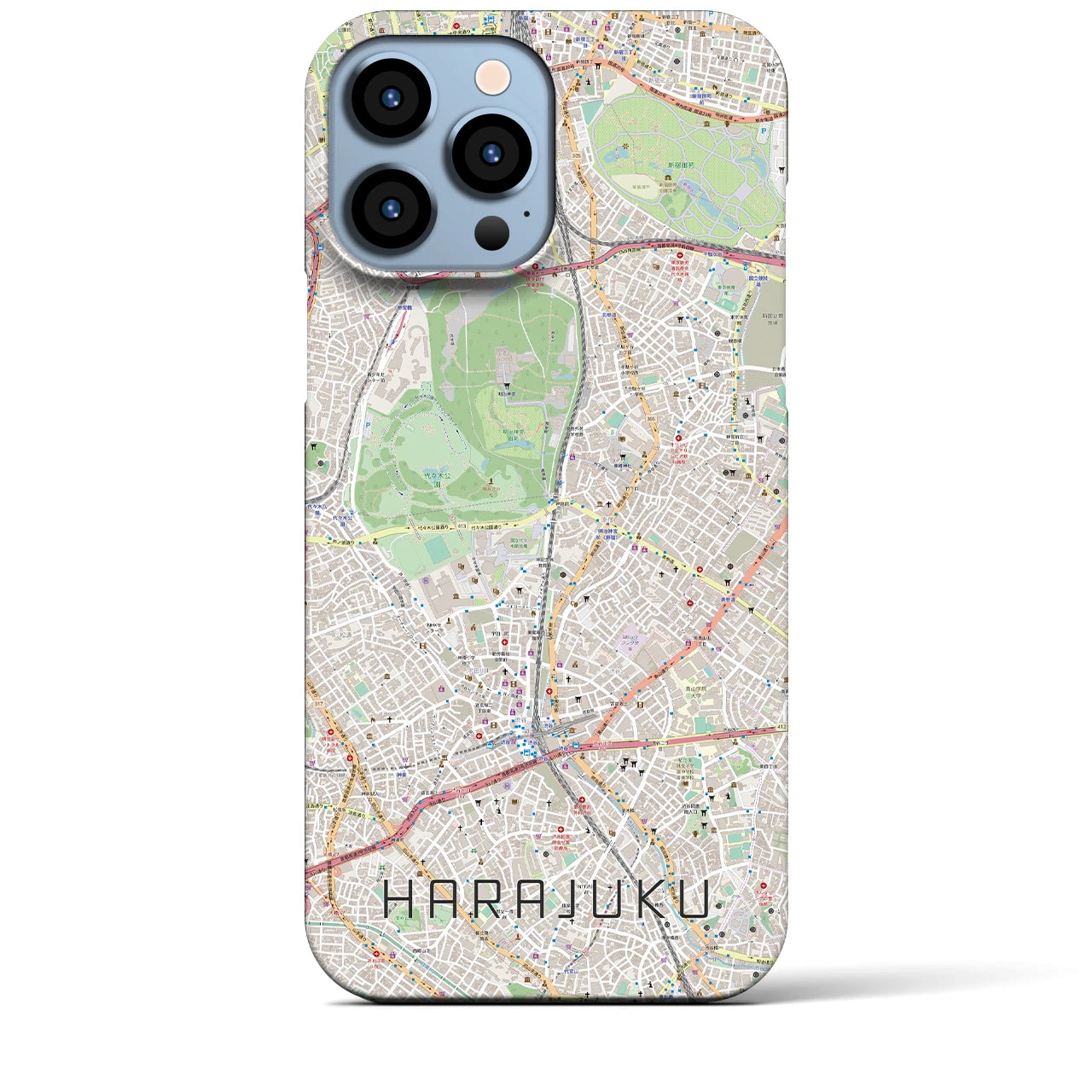 【原宿】地図柄iPhoneケース（バックカバータイプ・ナチュラル）iPhone 13 Pro Max 用