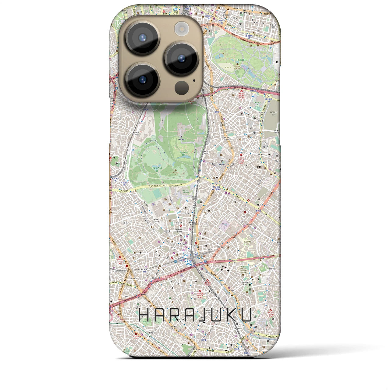 【原宿】地図柄iPhoneケース（バックカバータイプ・ナチュラル）iPhone 14 Pro Max 用