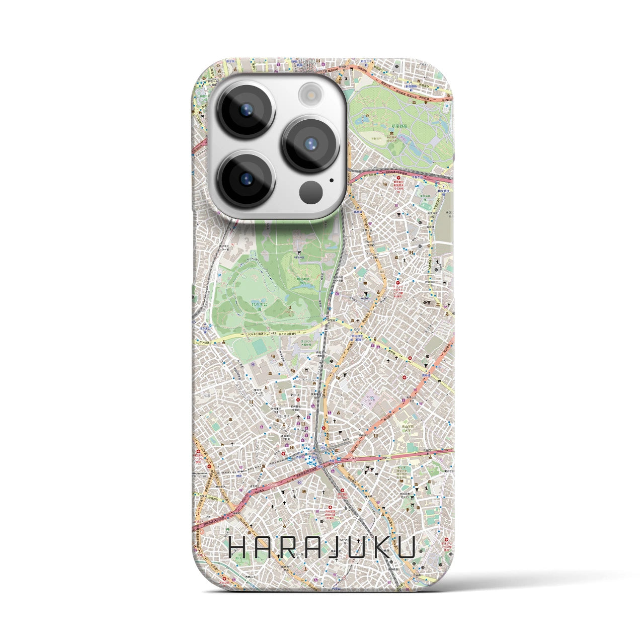 【原宿】地図柄iPhoneケース（バックカバータイプ・ナチュラル）iPhone 14 Pro 用