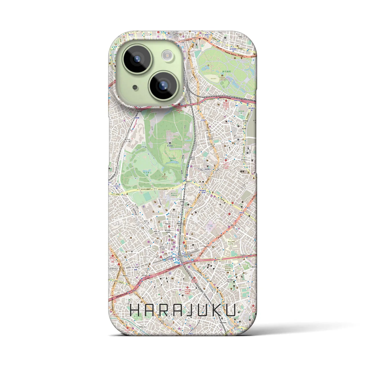 【原宿】地図柄iPhoneケース（バックカバータイプ・ナチュラル）iPhone 15 用