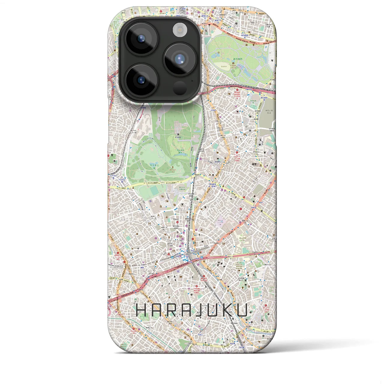 【原宿】地図柄iPhoneケース（バックカバータイプ・ナチュラル）iPhone 15 Pro Max 用
