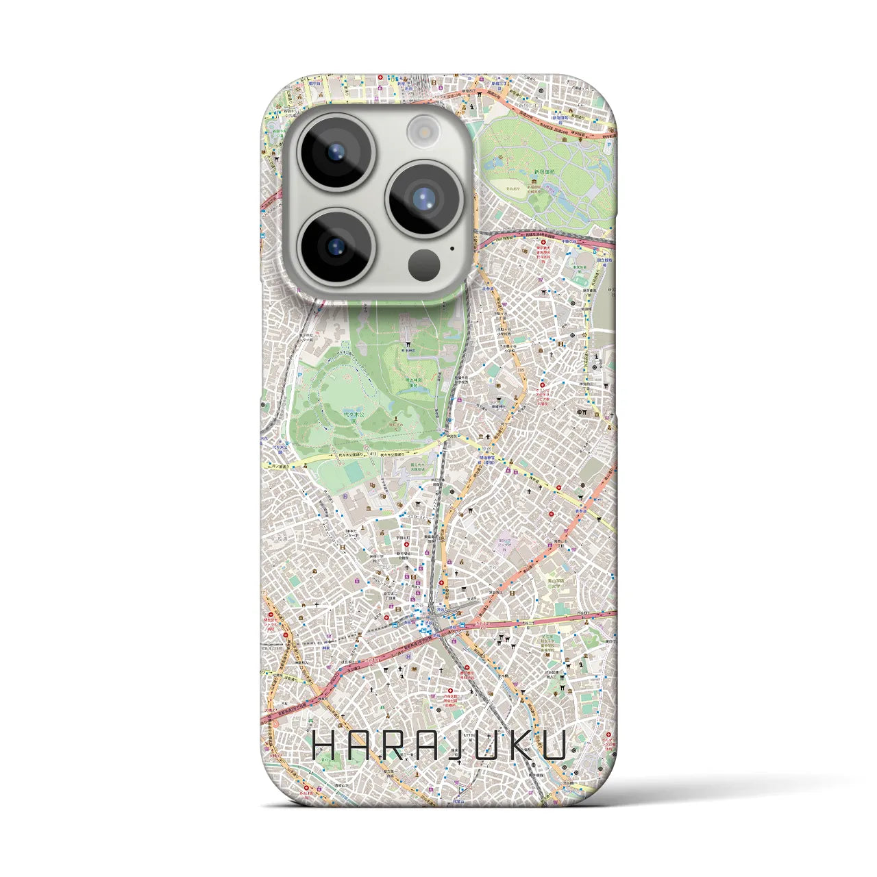 【原宿】地図柄iPhoneケース（バックカバータイプ・ナチュラル）iPhone 15 Pro 用