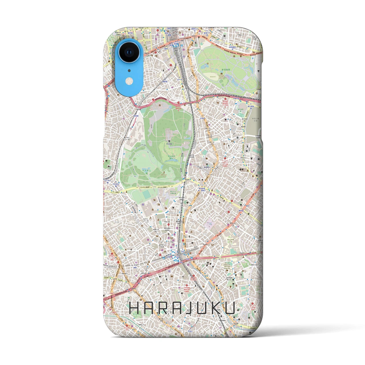 【原宿】地図柄iPhoneケース（バックカバータイプ・ナチュラル）iPhone XR 用