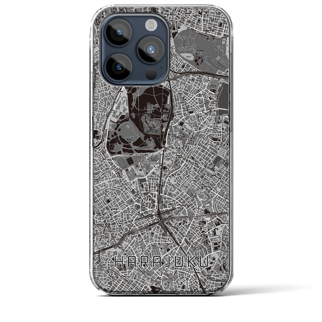【原宿】地図柄iPhoneケース（クリアタイプ・モノトーン）iPhone 15 Pro Max 用