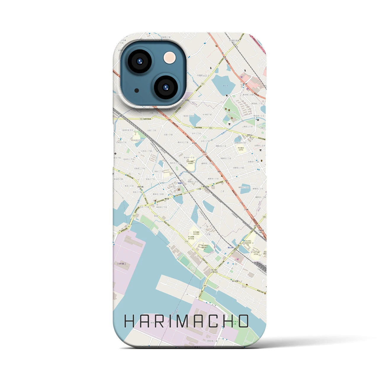 【播磨町】地図柄iPhoneケース（バックカバータイプ・ナチュラル）iPhone 13 用